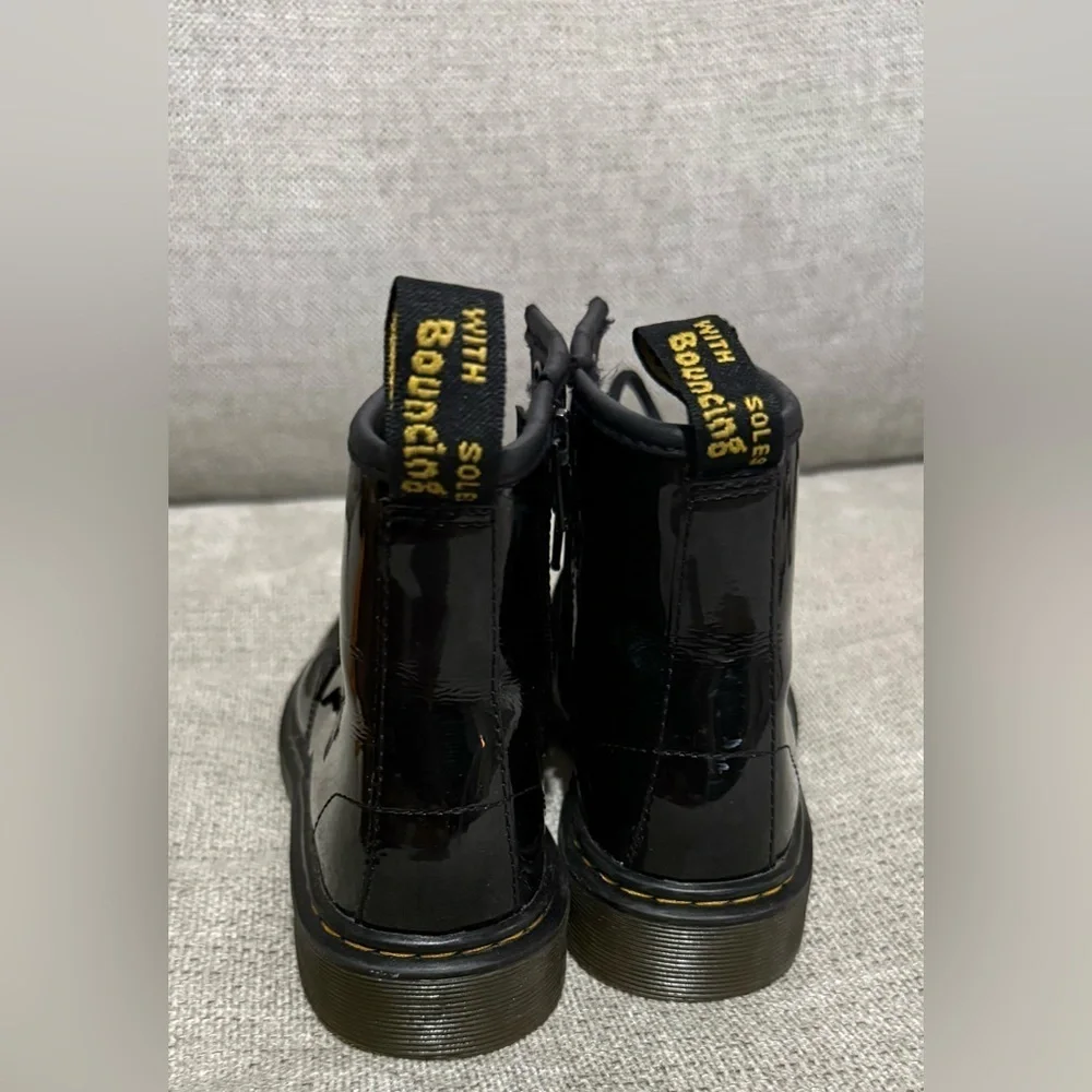 Dr. Martens Black Lace-Up Boots with Yellow Stitching